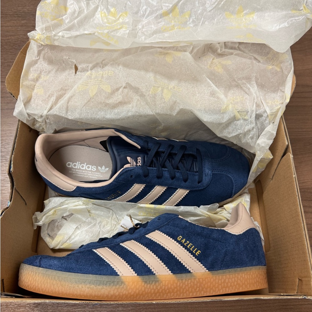 adidas Gazelle Navy and Beige Sneakers
